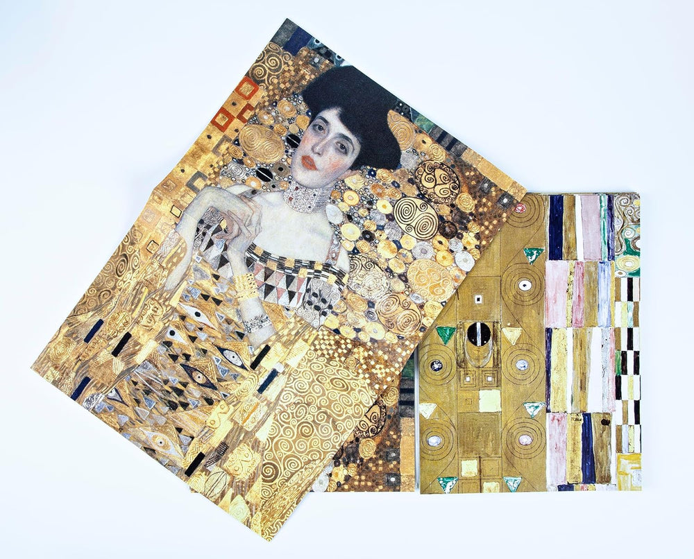 Framed artwork resembling Gustav Klimt's style on a white background