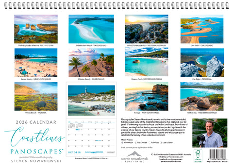 Coastlines Panoscapes Wall Calendar 2026 - back cover