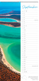 September page of calendar with an image of green water and coastline