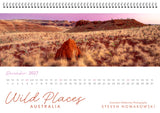 Calendar for December 2027 featuring a termite mound in a desert landscape with 'Wild Places Australia' branding.