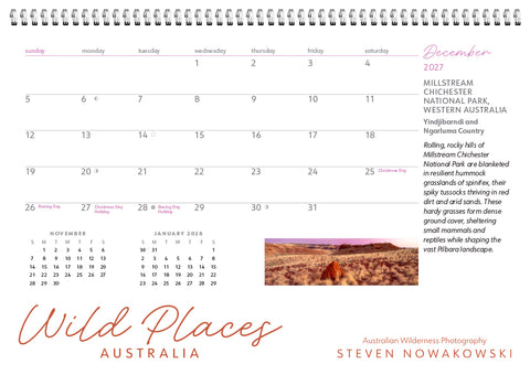 December page of Wild Places calendar