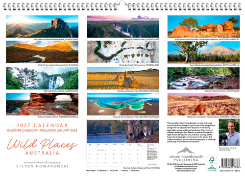 Last page of calendar with images for each month and photographer bio and photo.