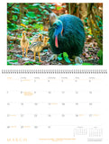 Calendar with a cassowary and chicks in a forest setting
