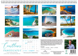 Calendar cover with coastal landscape images and a person's photo, featuring the brand 'Coastlines Panoscape'.
