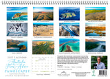 Calendar cover with aerial views of Australian landscapes and a man's face.
