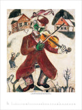 Illustration of a green-skinned violin player in a village setting