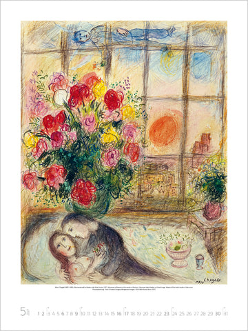 Artistic depiction of a couple embracing with flowers and a window view in the background