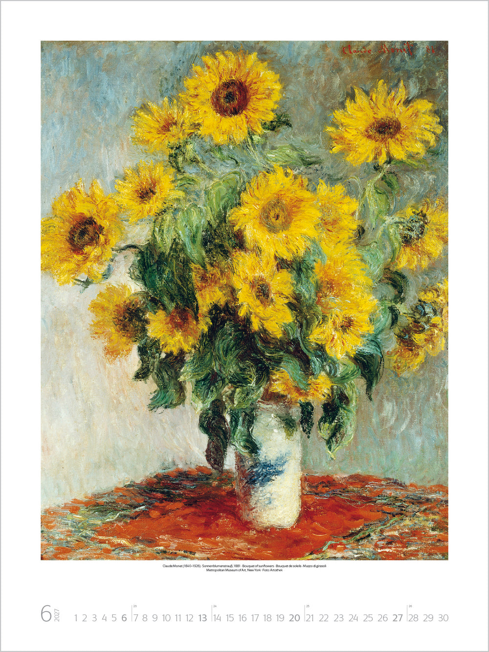 Painting of sunflowers in a vase on a textured surface