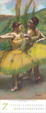 A painting of two young dancers in yellow tutus facing each other.