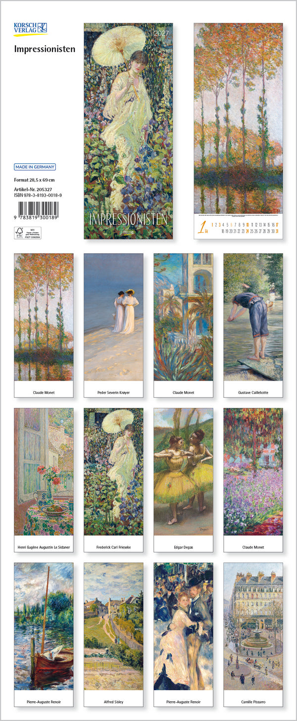 The back of a calendar with a painting for each month.