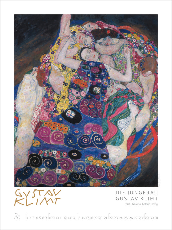 Poster of Gustav Klimt's 'Die Jungfrau' with a white border