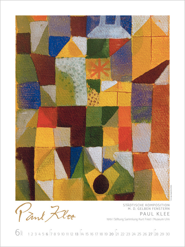 Colorful geometric patterned poster with Paul Klee's name and design elements.