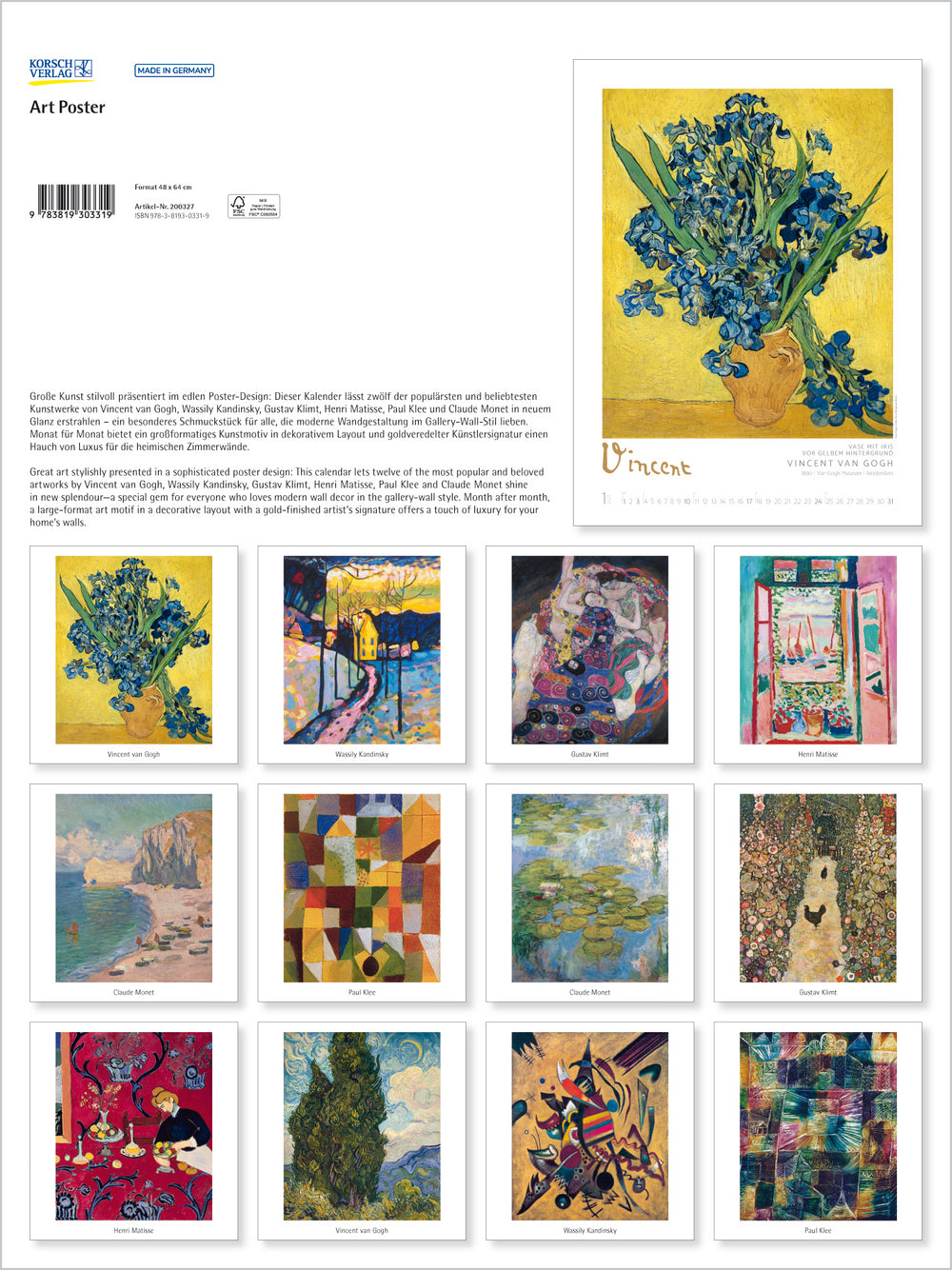 Collection of Van Gogh paintings displayed on a poster with text and branding.