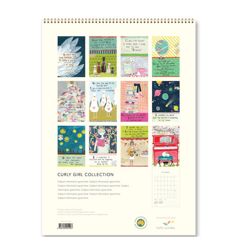 Curly Girl Medium Wall Calendar 2025 - back