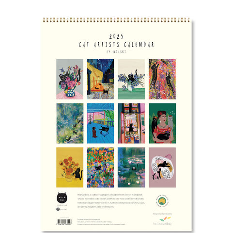 Niaski - Cat Artists Medium Wall Calendar 2025 - back