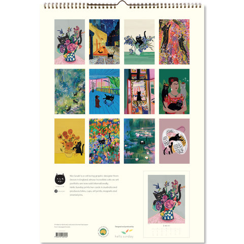 Niaski - Cat Artists Large Wall Calendar 2025 - back