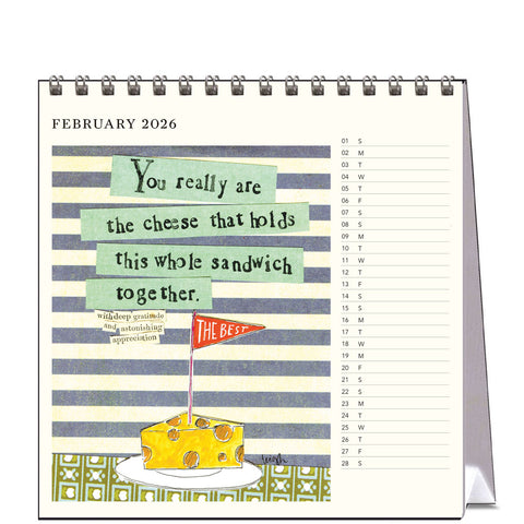 Curly Girl Desk Calendar 2026 - month