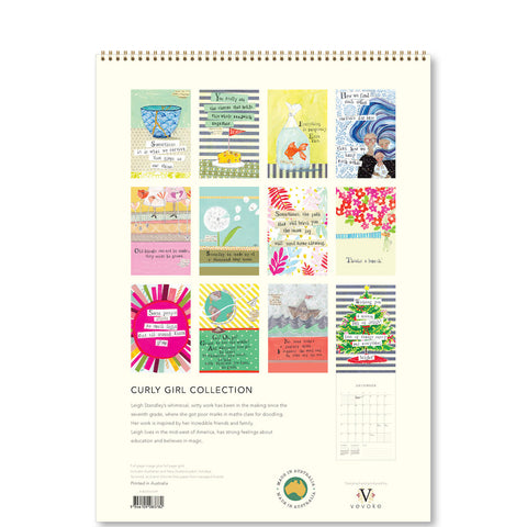 Curly Girl Medium Wall Calendar 2026 - back