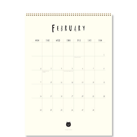 Niaski - Cat Artists Medium Wall Calendar 2026 - month datepad