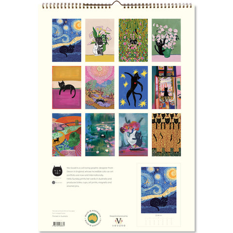 Niaski - Cat Artists Large Wall Calendar 2026 - back