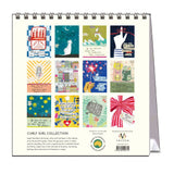 Desk calendar with colorful designs and text, featuring the Curly Girl Collection branding.