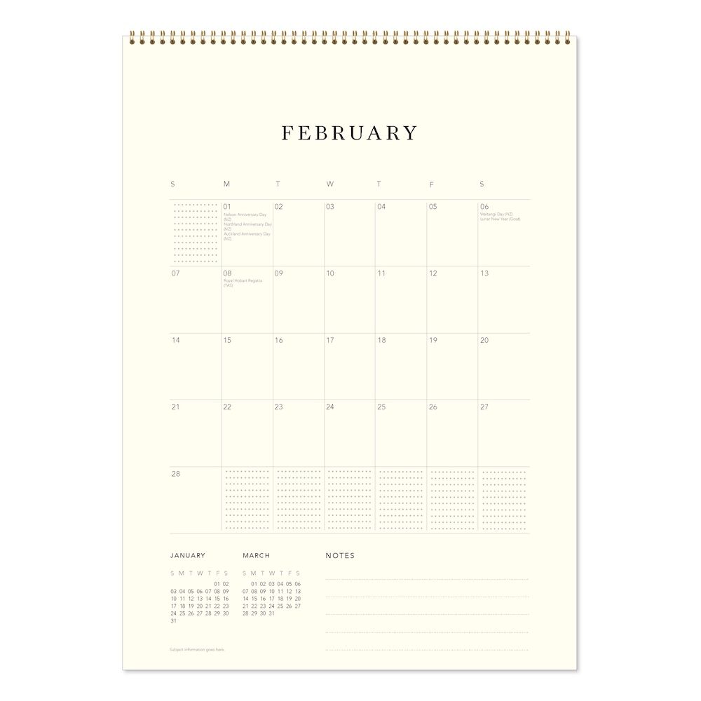 Calendar page for February on a white background