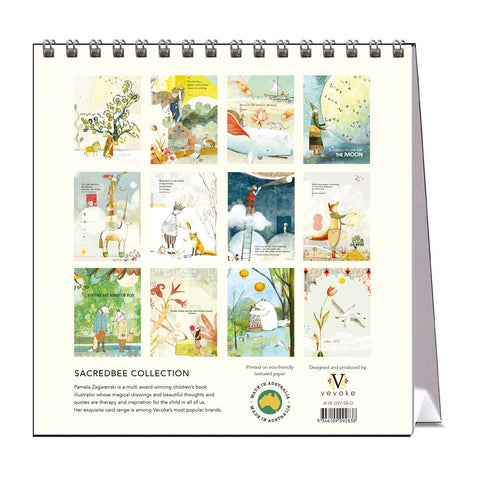 Calendar with illustrations of animals and nature, featuring the SacredBee Collection by Verve.