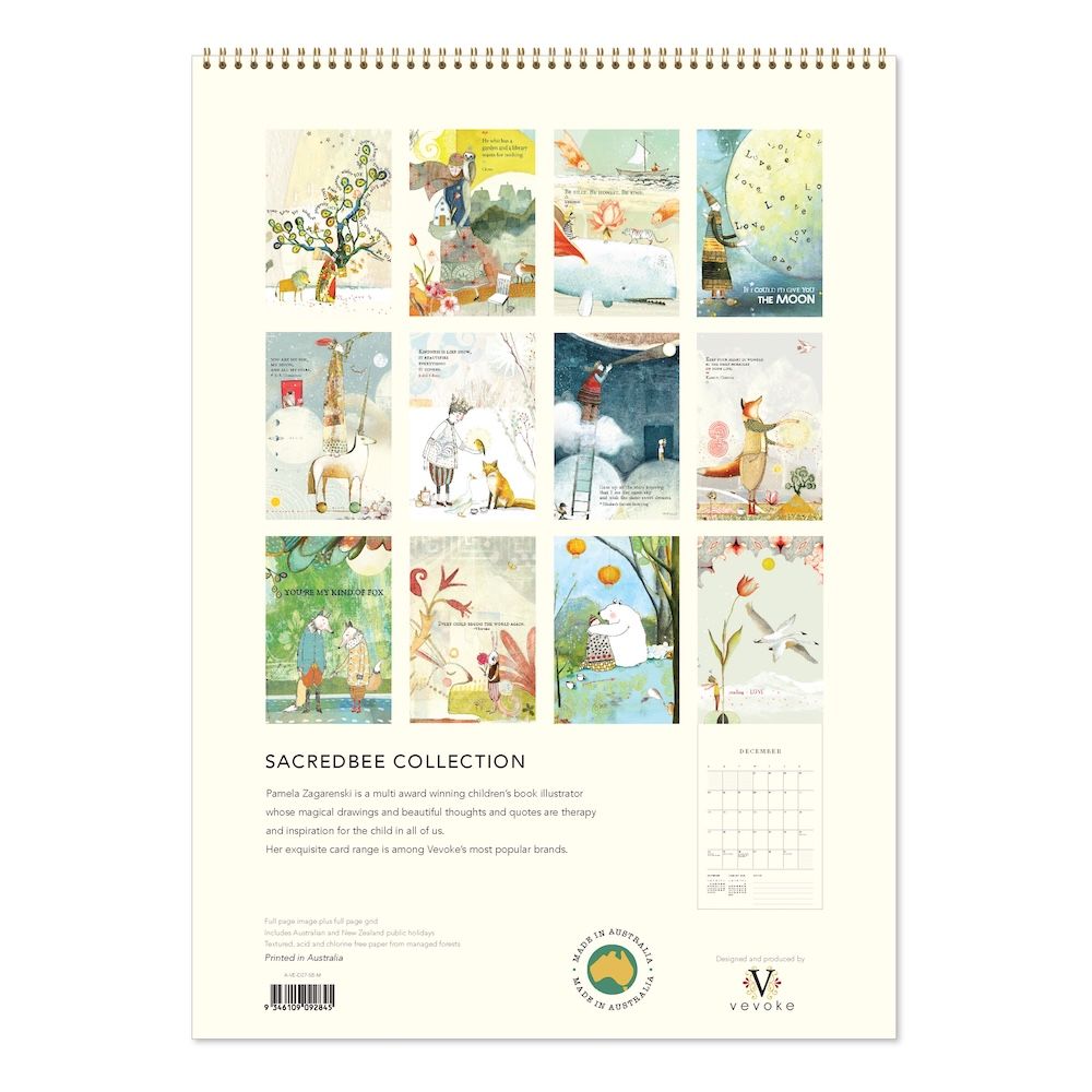 Calendar with illustrations and text on a white background