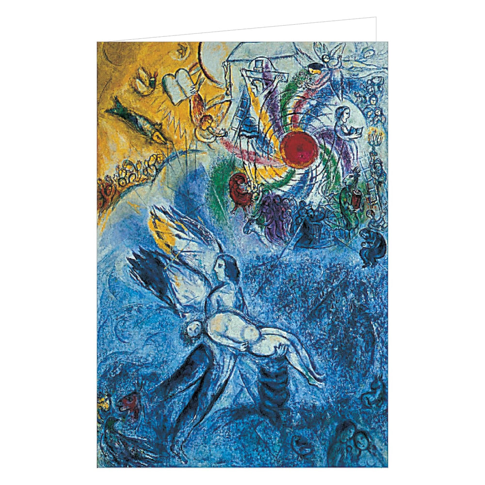 Colorful abstract artwork with dynamic figures and vibrant colors on a white background