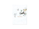 Christmas card with huskies and deer design on a white background
