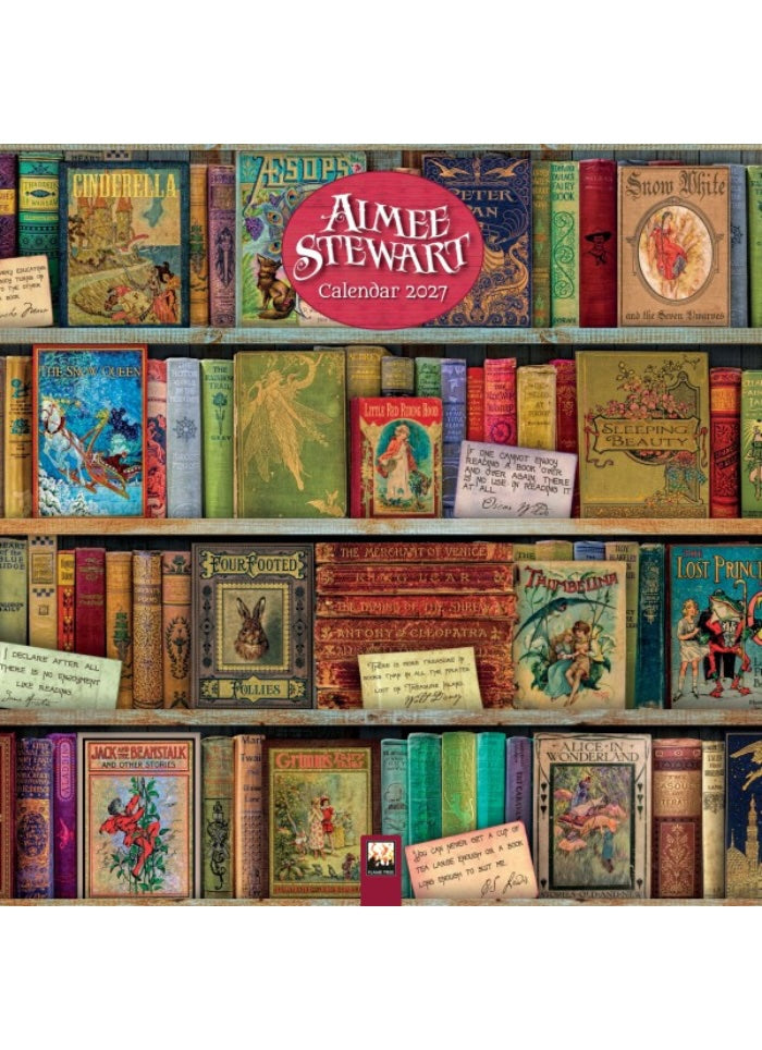 Calendar for 2027 by Almee Stewart on a bookshelf background