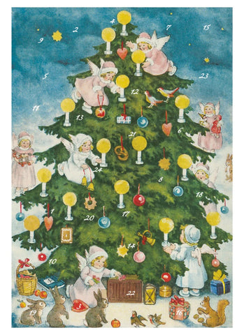 Advent Calendar Card - Angels and Tree