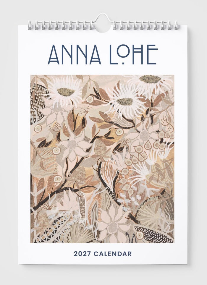 2027 calendar with floral design and 'Anna Lohe' branding on a white background