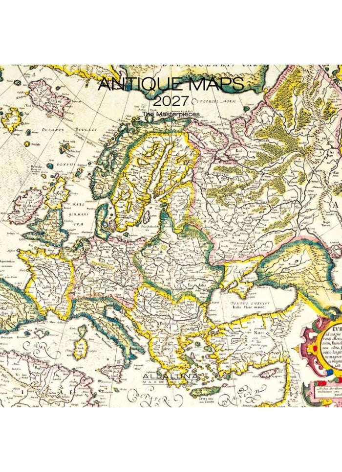 Vintage-style map of Europe with 'Antique Maps' branding and '2027' text.