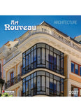 Frint cover of Art Nouveau Architecture calendar with the corner of a bulding in art nouveau style.