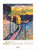 Art poster with colorful landscape design on a white background