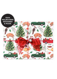Wrapping paper with Australian animals and christmas trees