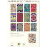 Calendar cover with colorful Aboriginal art designs on a white background