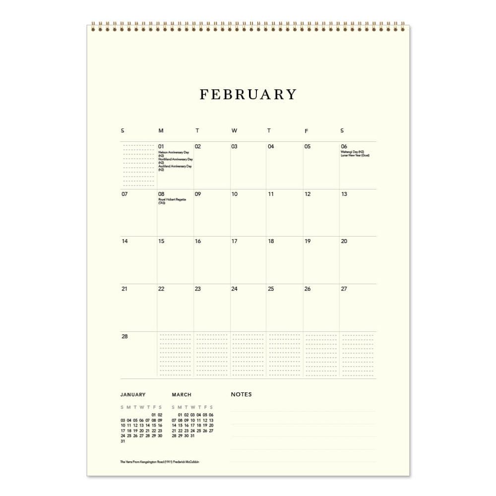 Calendar page for February on a white background