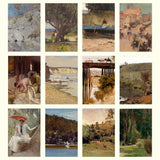 Grid of various landscape and portrait paintings.