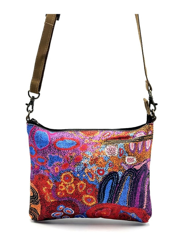 Cross body bag with artwork by Andrea Adamson