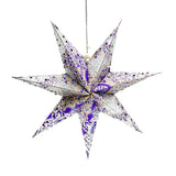 Silver and purple glitter paper star decoration