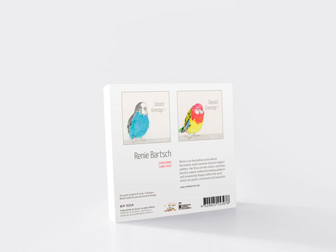 Product packaging with illustrations of birds and text on a white background