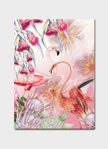 Denise Painter art card - Flamingos