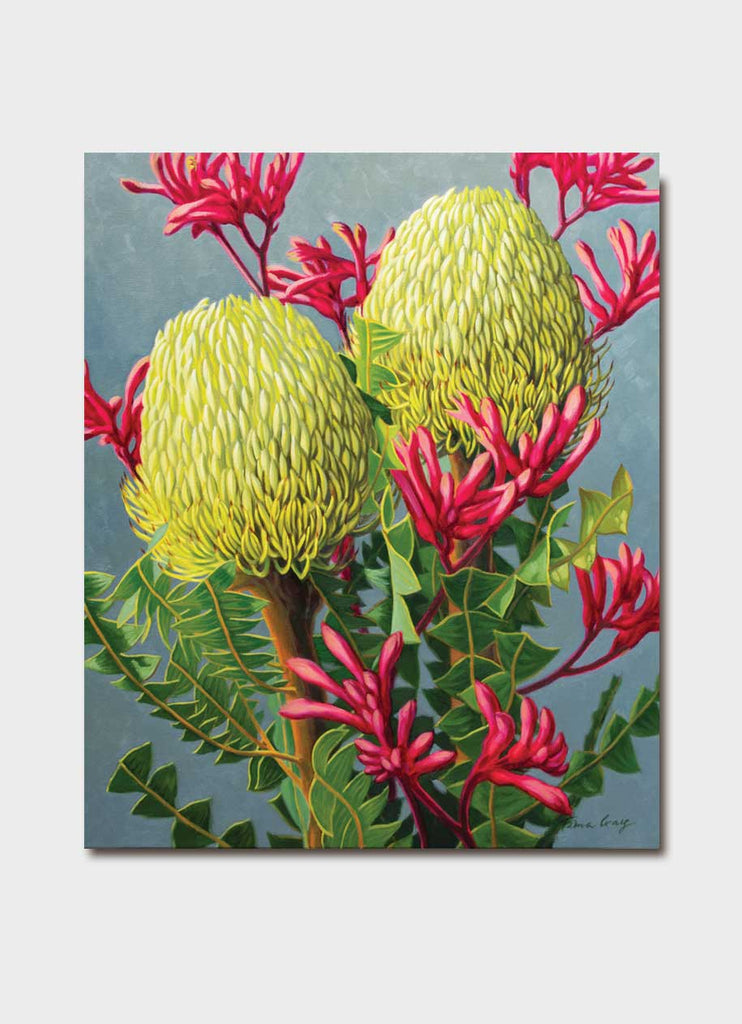 Fiona Craig Art Card - Banksias & Red Kangaroo Paw I (detail)