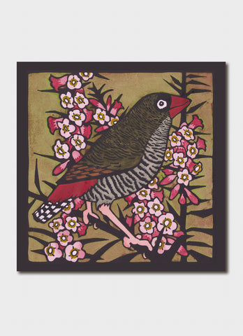 Kit Hiller art card - Firetail Finch