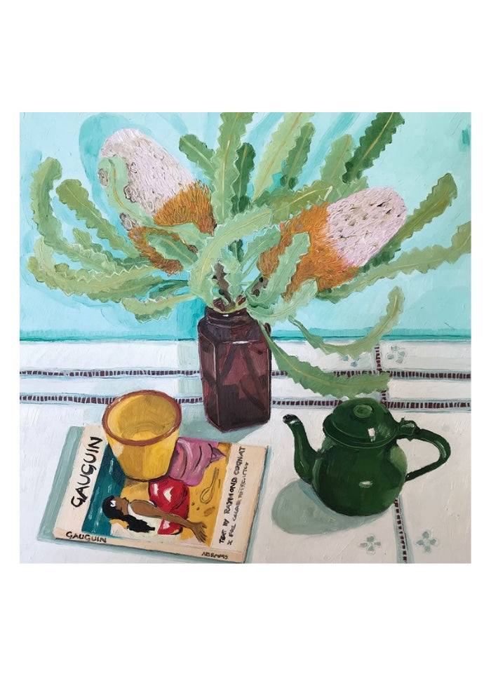 Banksias and Tea with Gauguin - large art card by Melanie Vugich.