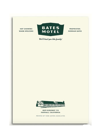 Fictional hotel notepads: Bates Motel