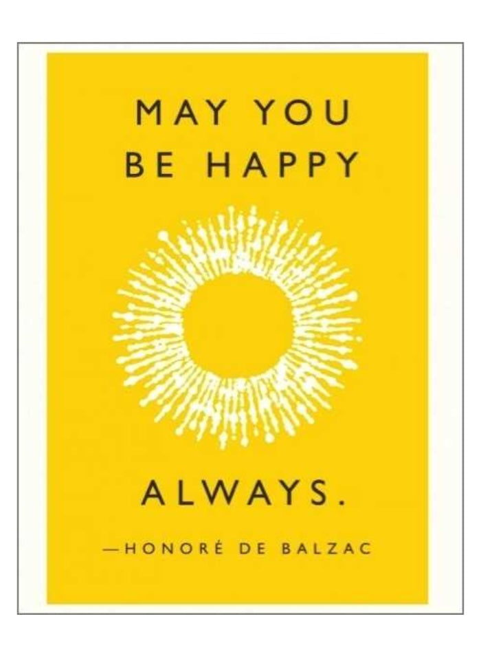 Yellow poster with a sun illustration and motivational quote by Honore de Balzac.
