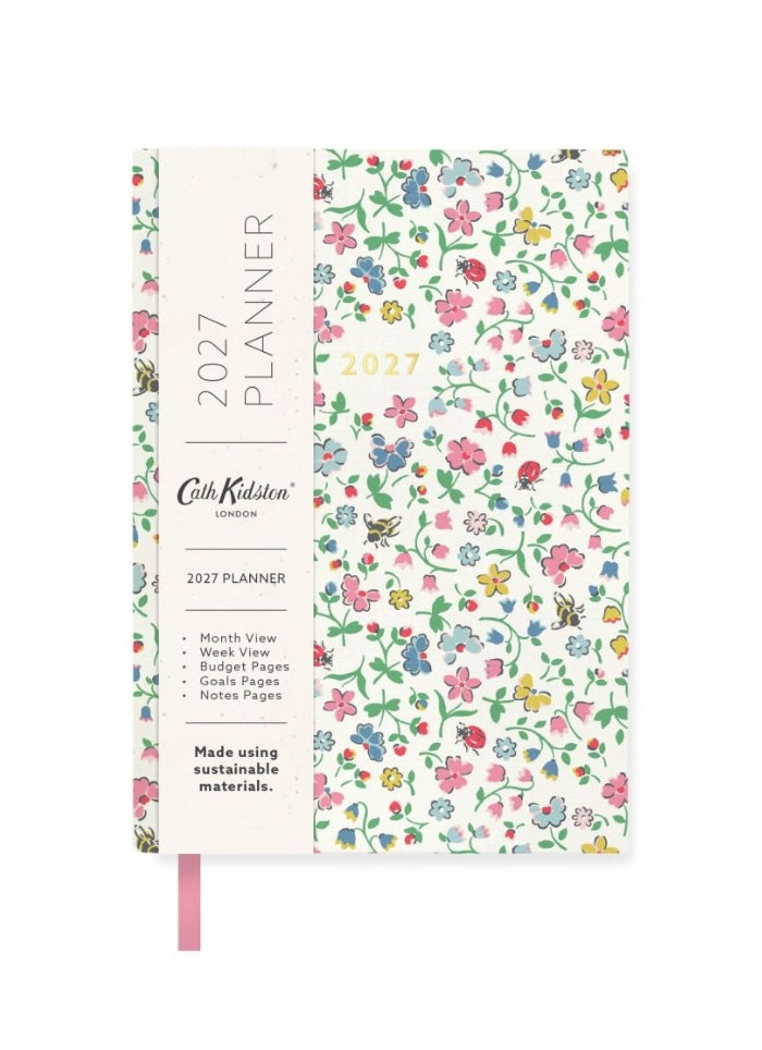 Cover of Cath Kidston diary with flowers and bugs in colour on a white background.